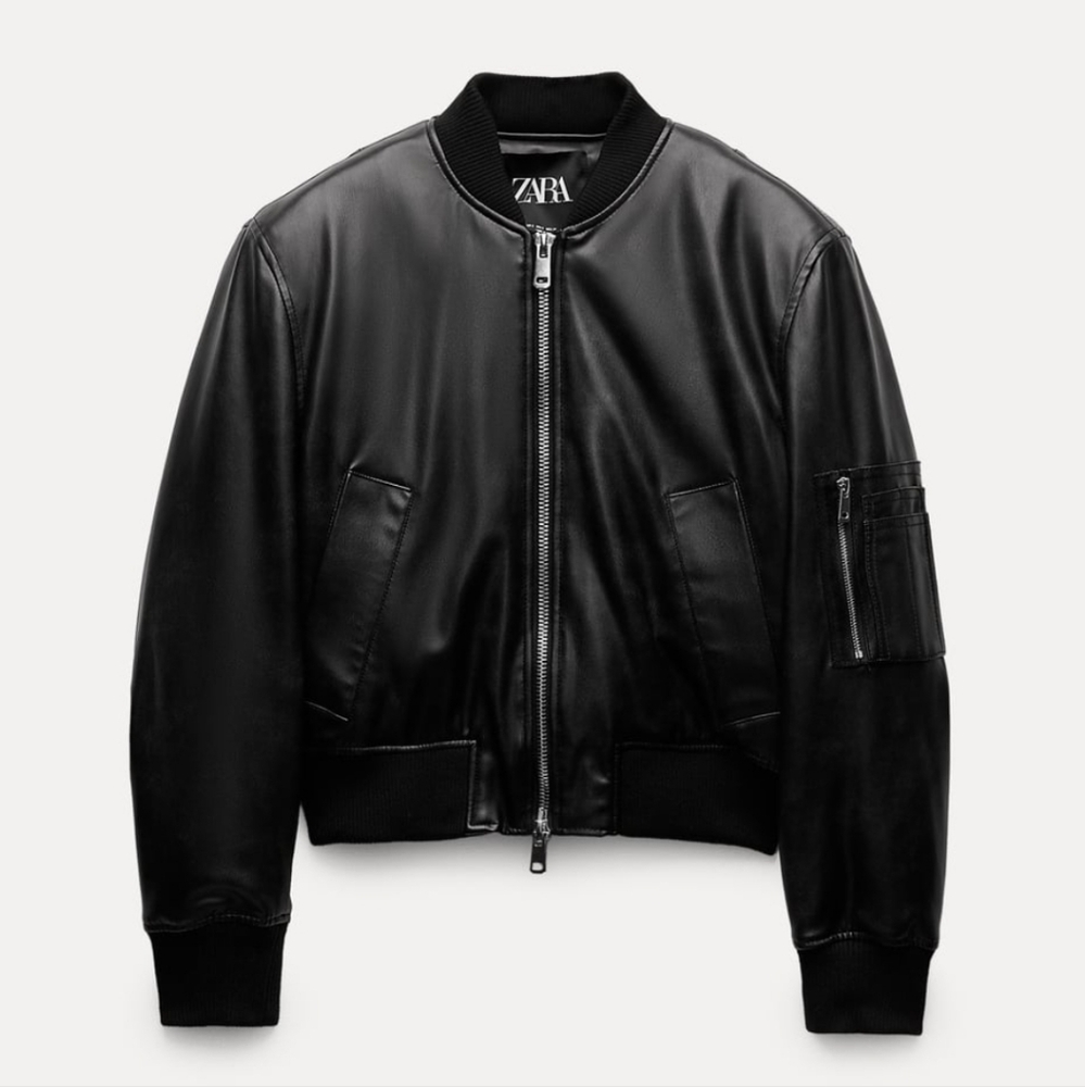 NWT Zara Faux Leather Bomber Jacket